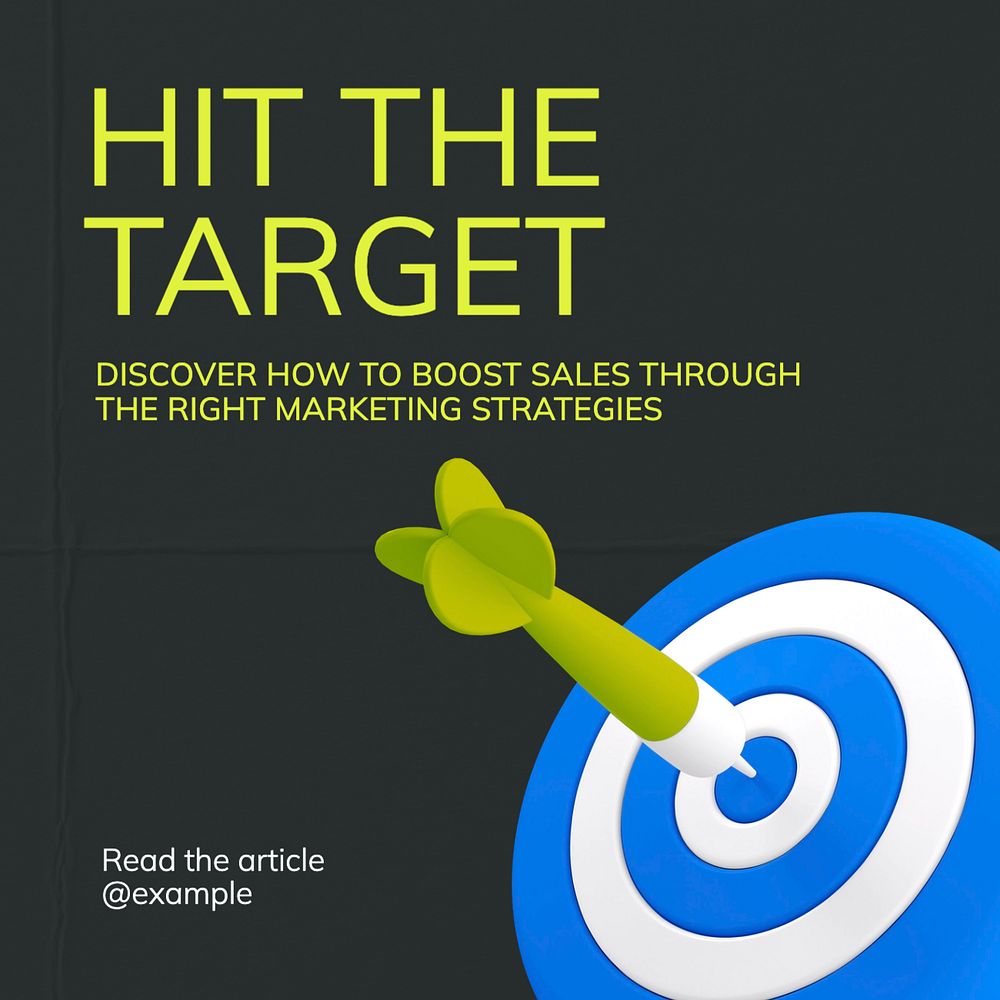 Sales target article Instagram post template, editable text