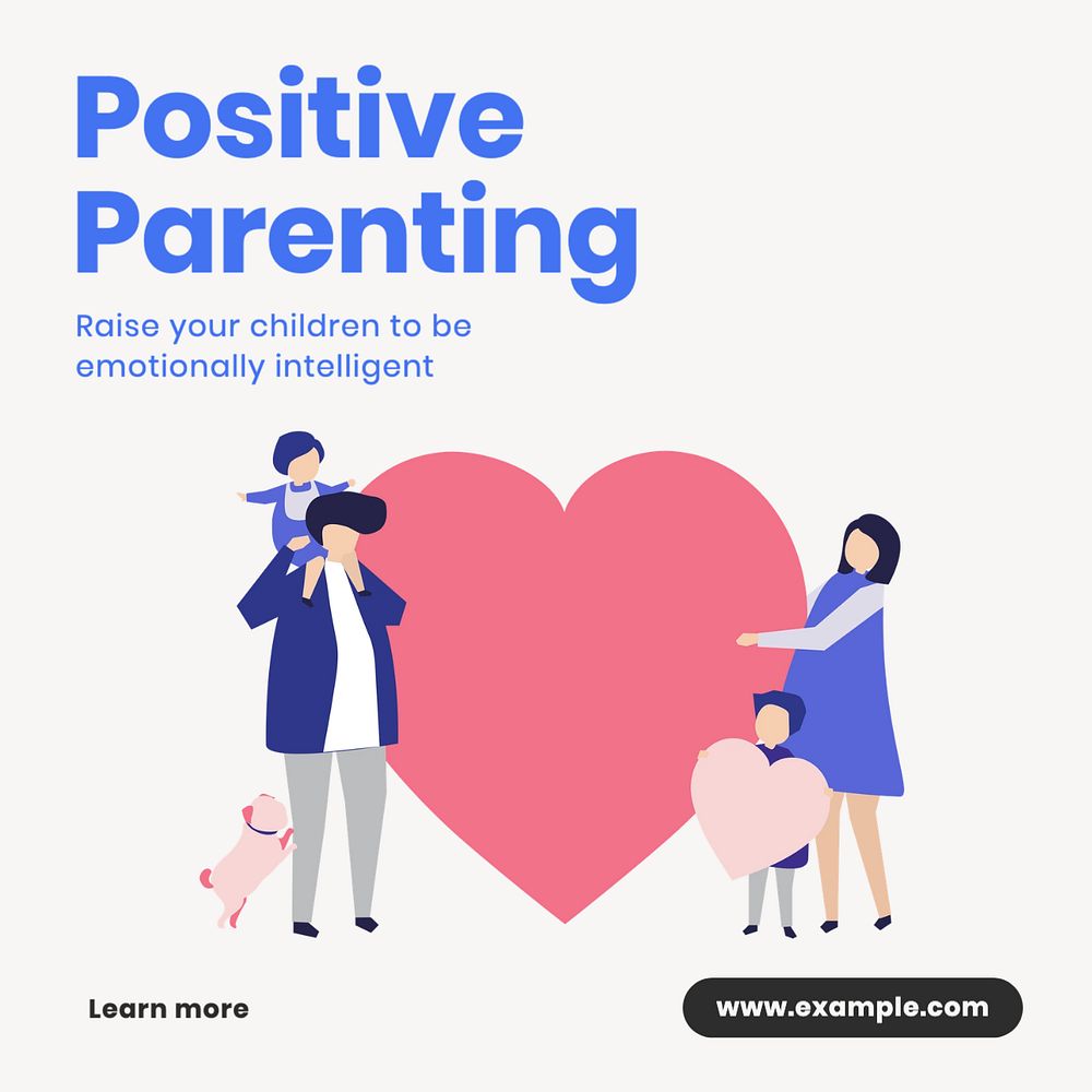 Positive parenting Instagram post template, editable text