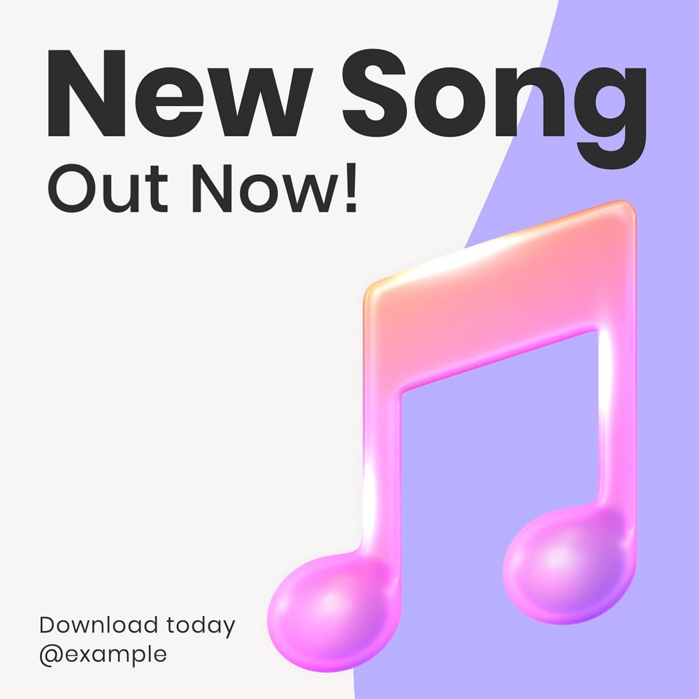 New song Instagram post template, editable text