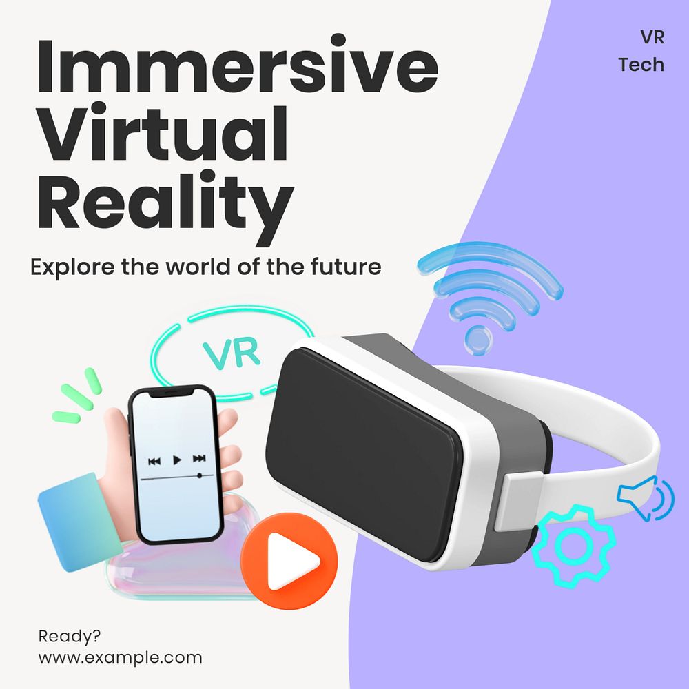 Immersive VR Instagram post template, editable text