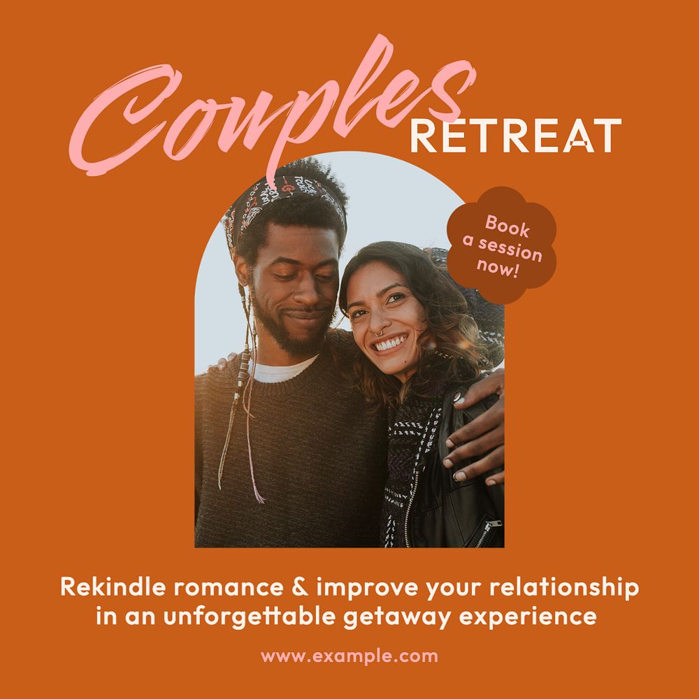 Couples retreat Instagram post template, editable text