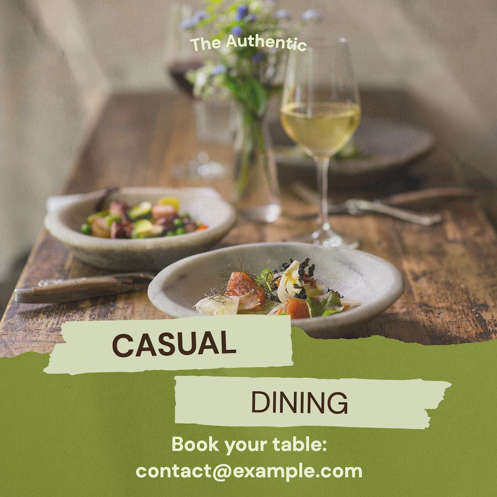 Casual dining Instagram post template, editable text