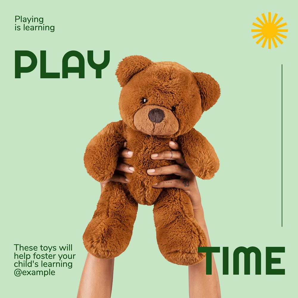 Play time Instagram post template, editable text