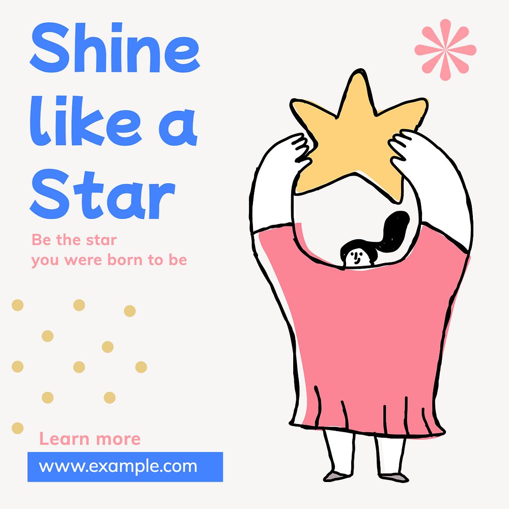 Shine bright Instagram post template, editable text