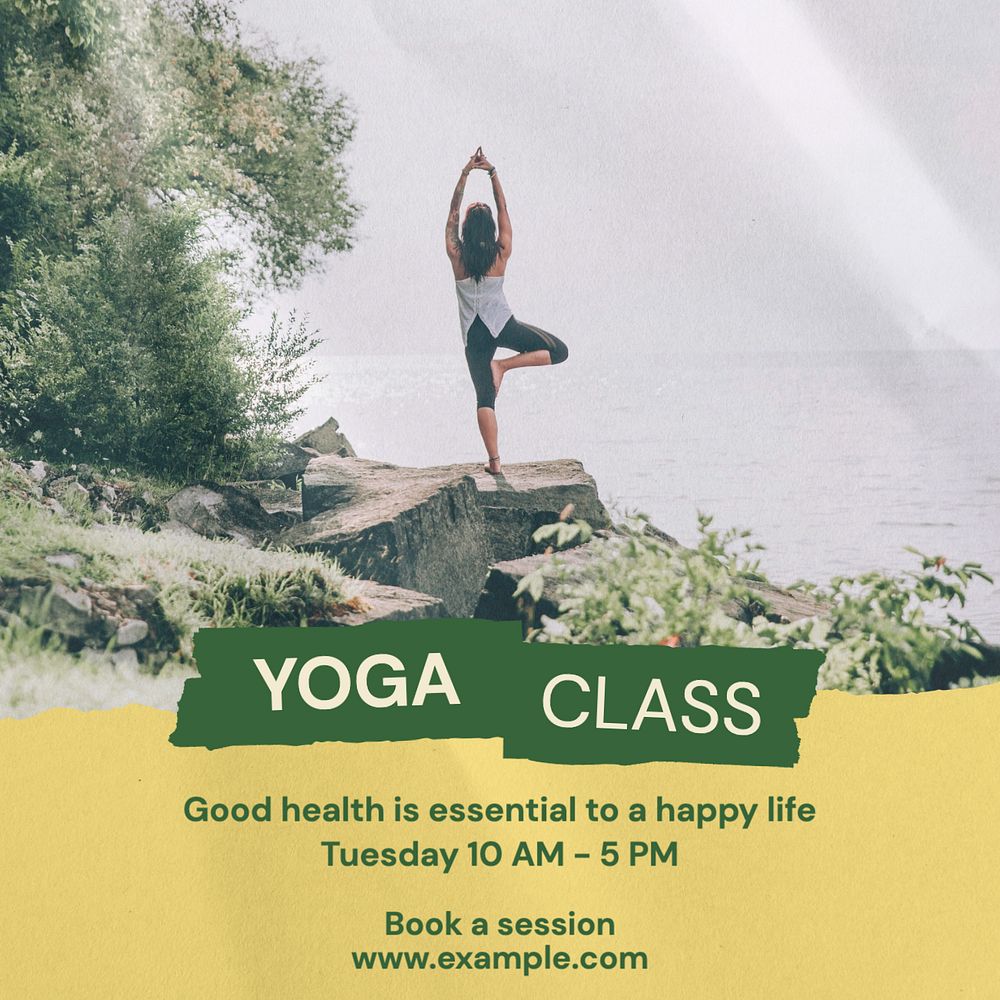 Yoga class Instagram post template, editable text