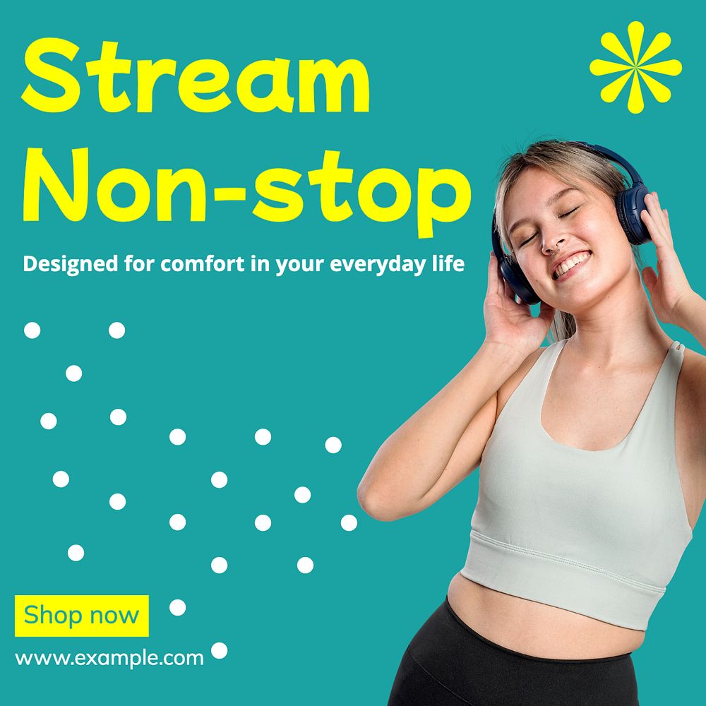 Stream non-stop Instagram post template, editable text