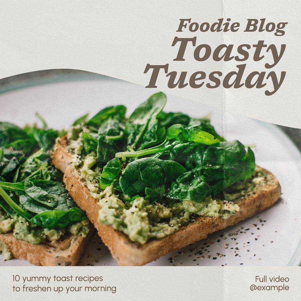 Food blog Instagram post template, editable text