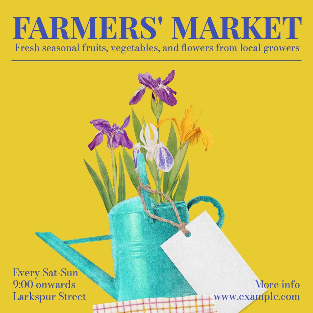 Farmers' market Instagram post template, editable text