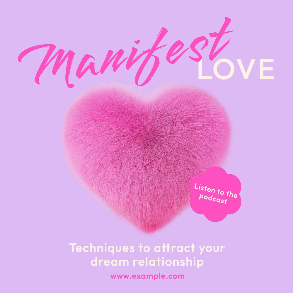 Love manifestation Instagram post template, editable text