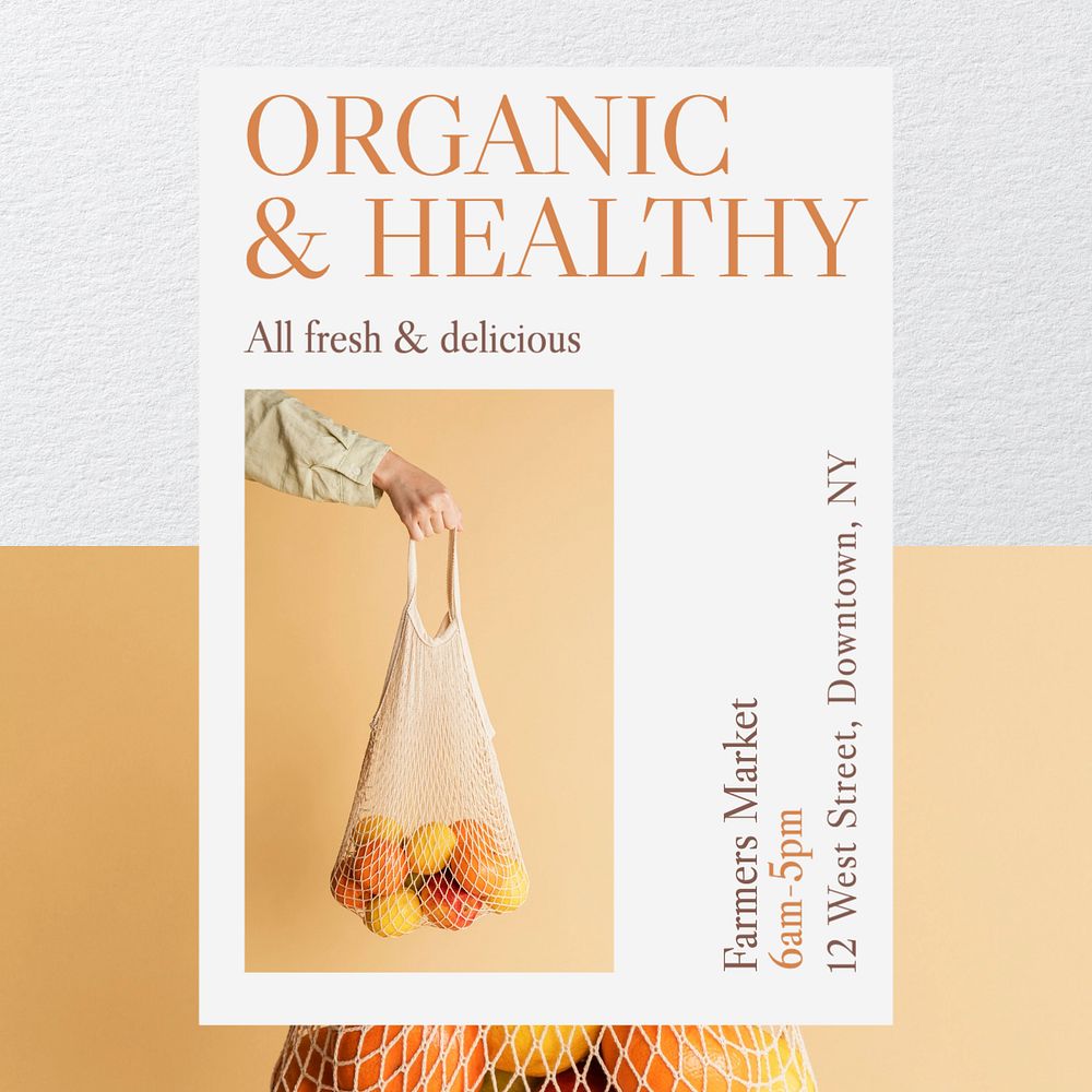 Organic & healthy Instagram post template, editable text