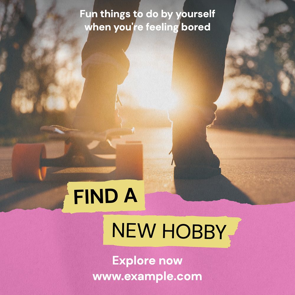 Find your hobby Instagram post template, editable text