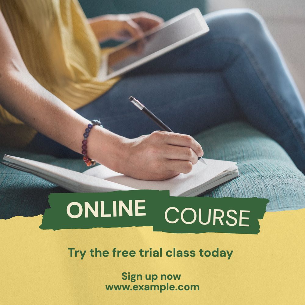 Online course Instagram post template, editable text