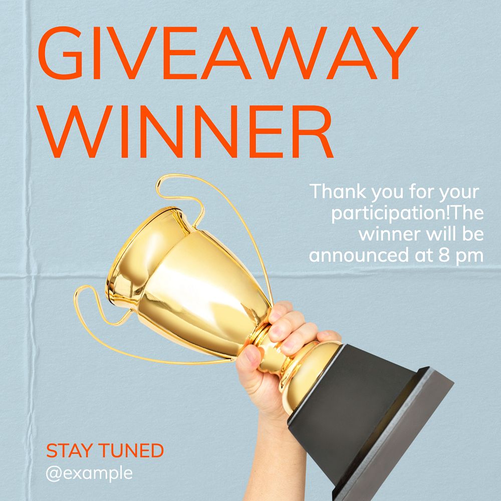 Giveaway winner Instagram post template, editable text