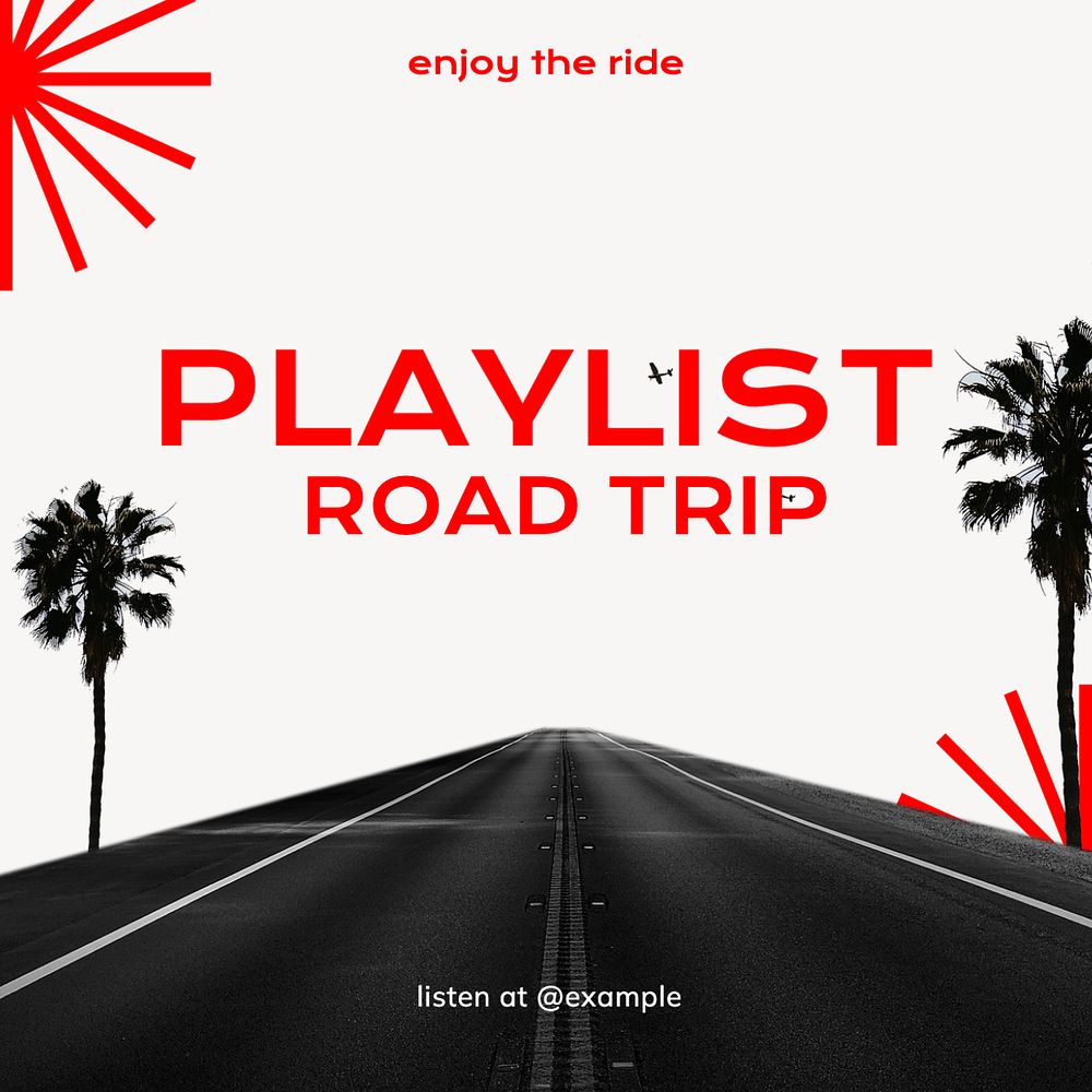 Music playlist Instagram post template, editable text