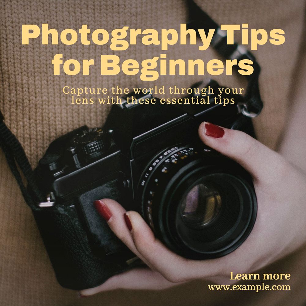 Photography tips Instagram post template, editable text