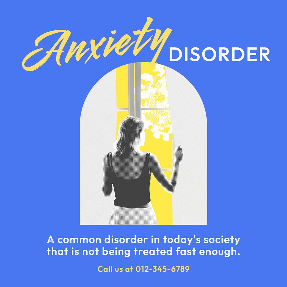 Anxiety & mental health Instagram post template, editable text