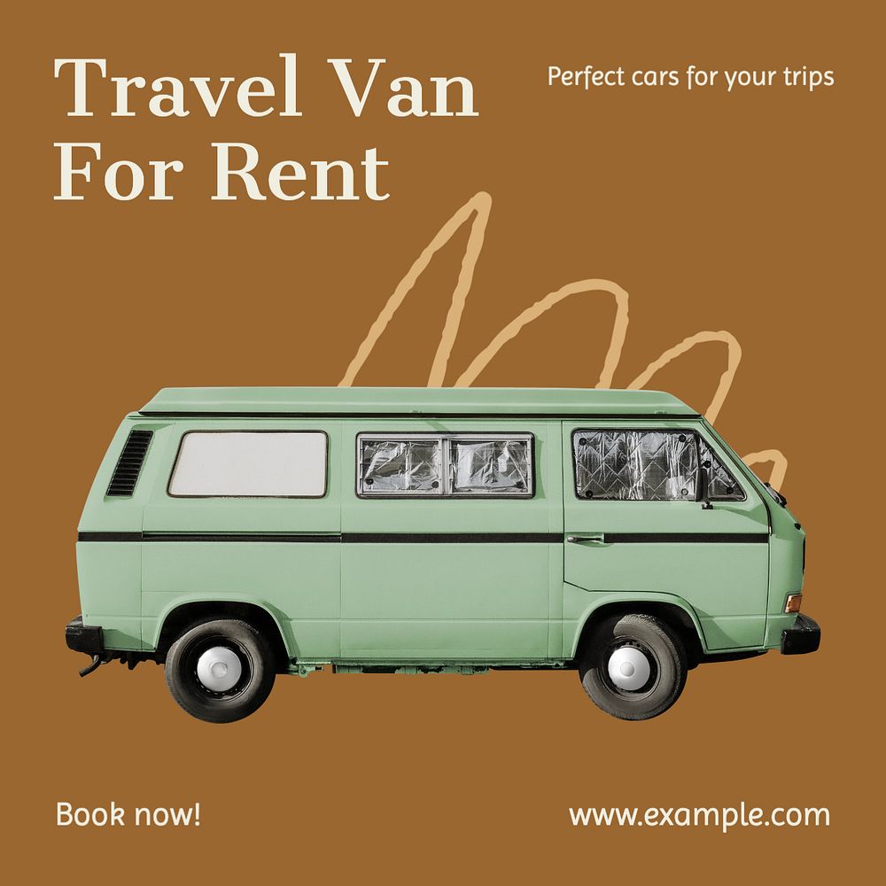 Van for rent Instagram post template, editable text