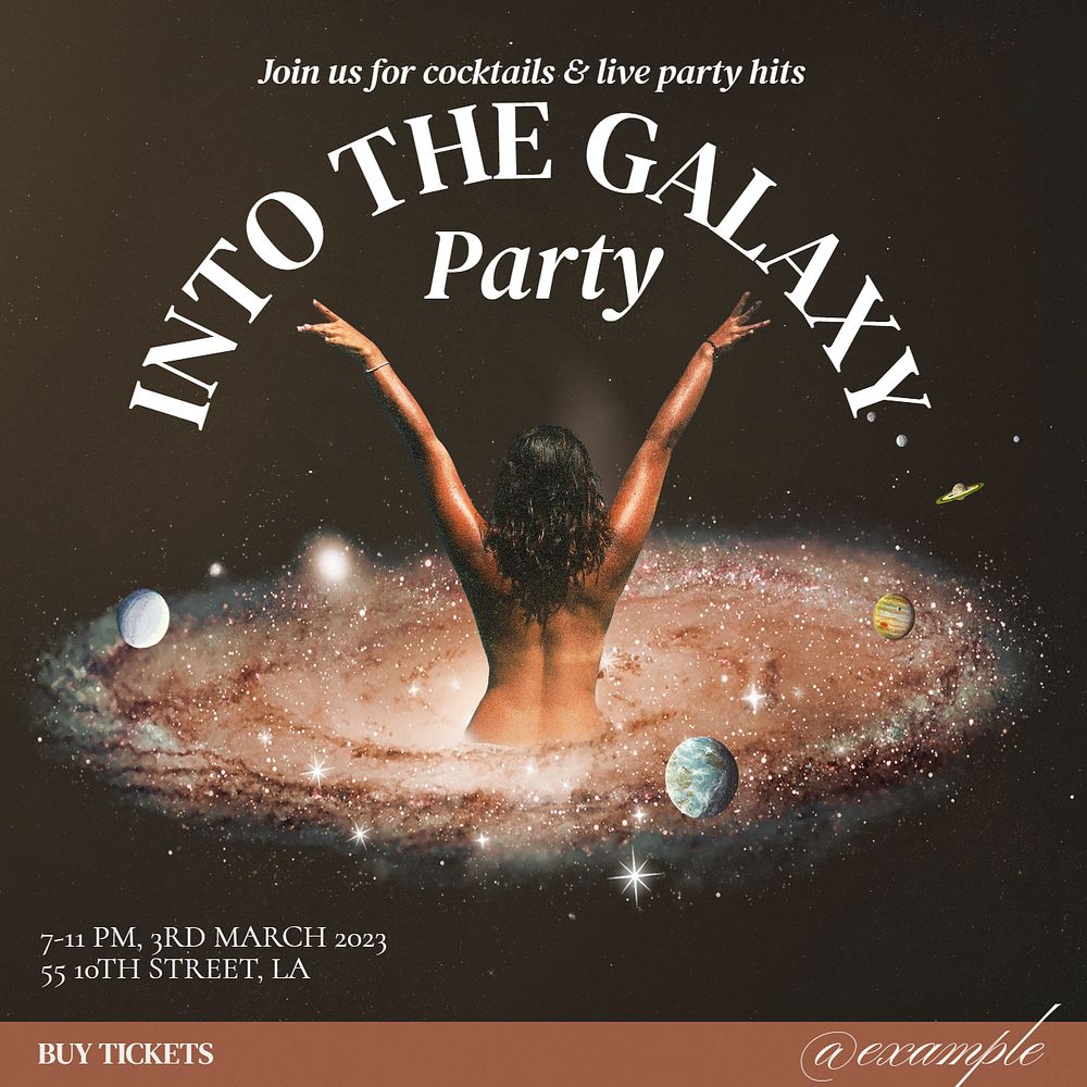 Galaxy party Instagram post template, editable text