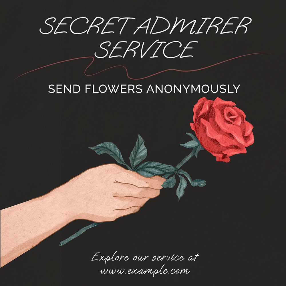 Secret admirer service Instagram post template, editable text