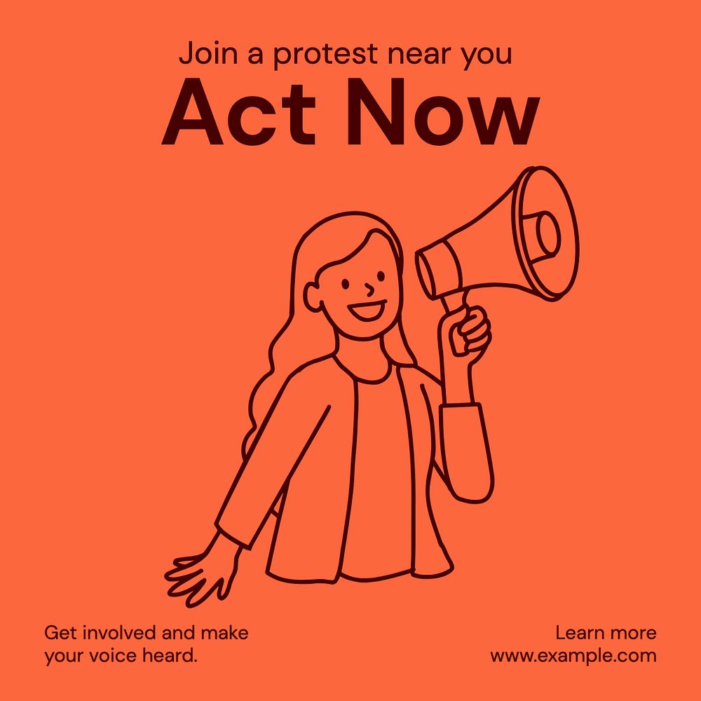 Join protest Instagram post template, editable text