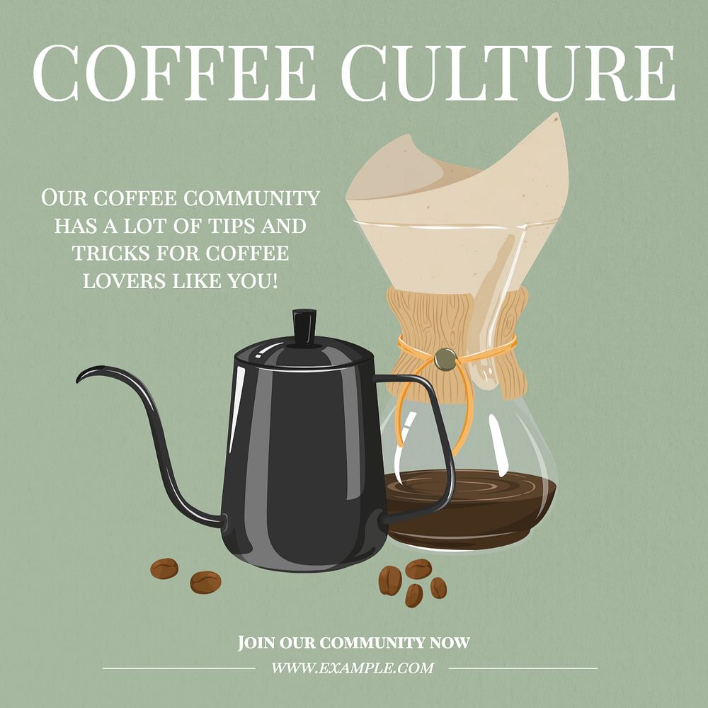 Coffee culture Instagram post template, editable text