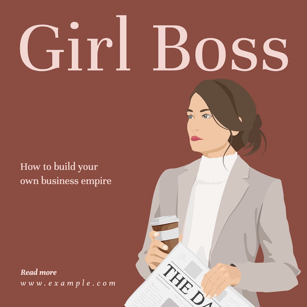 Girl boss Instagram post template, editable text