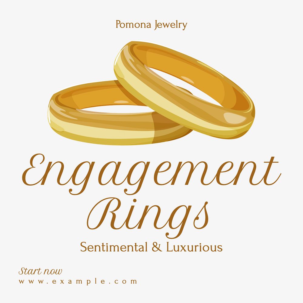 Engagement ring Instagram post template, editable text