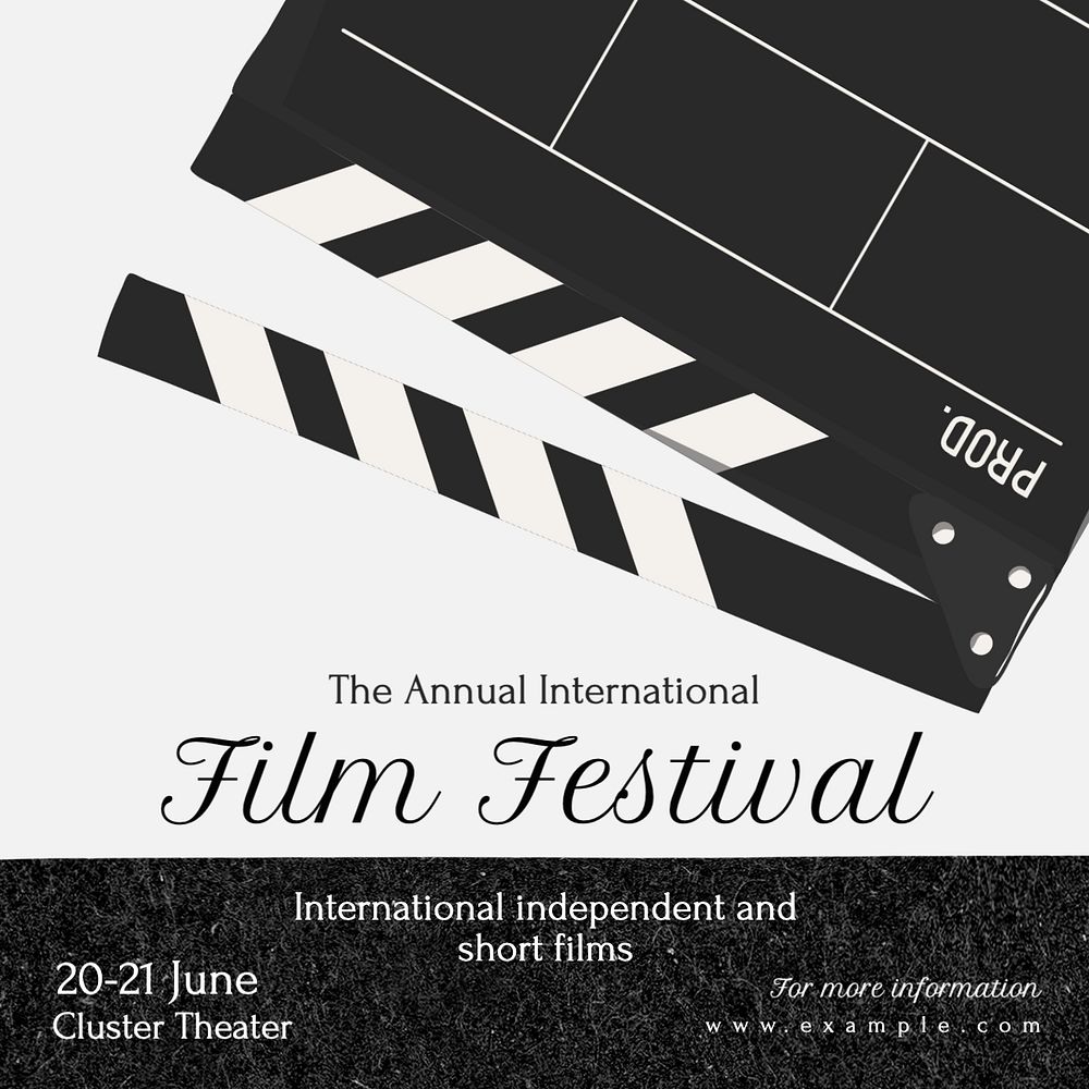 Film festival Instagram post template, editable text