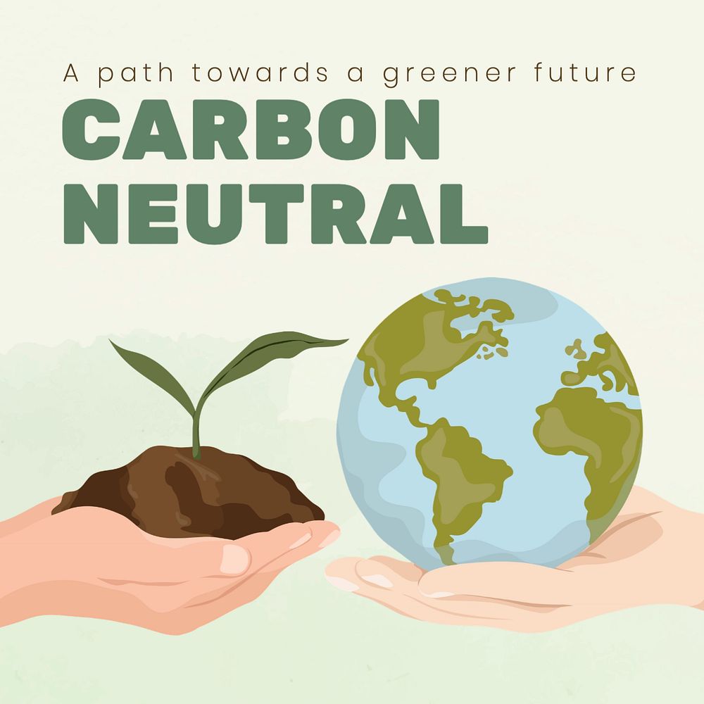 Carbon neutral Instagram post template, editable text