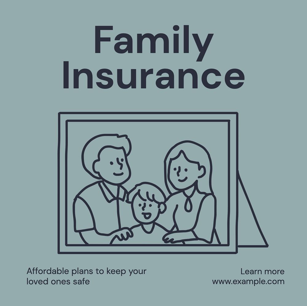 Family insurance Instagram post template, editable text