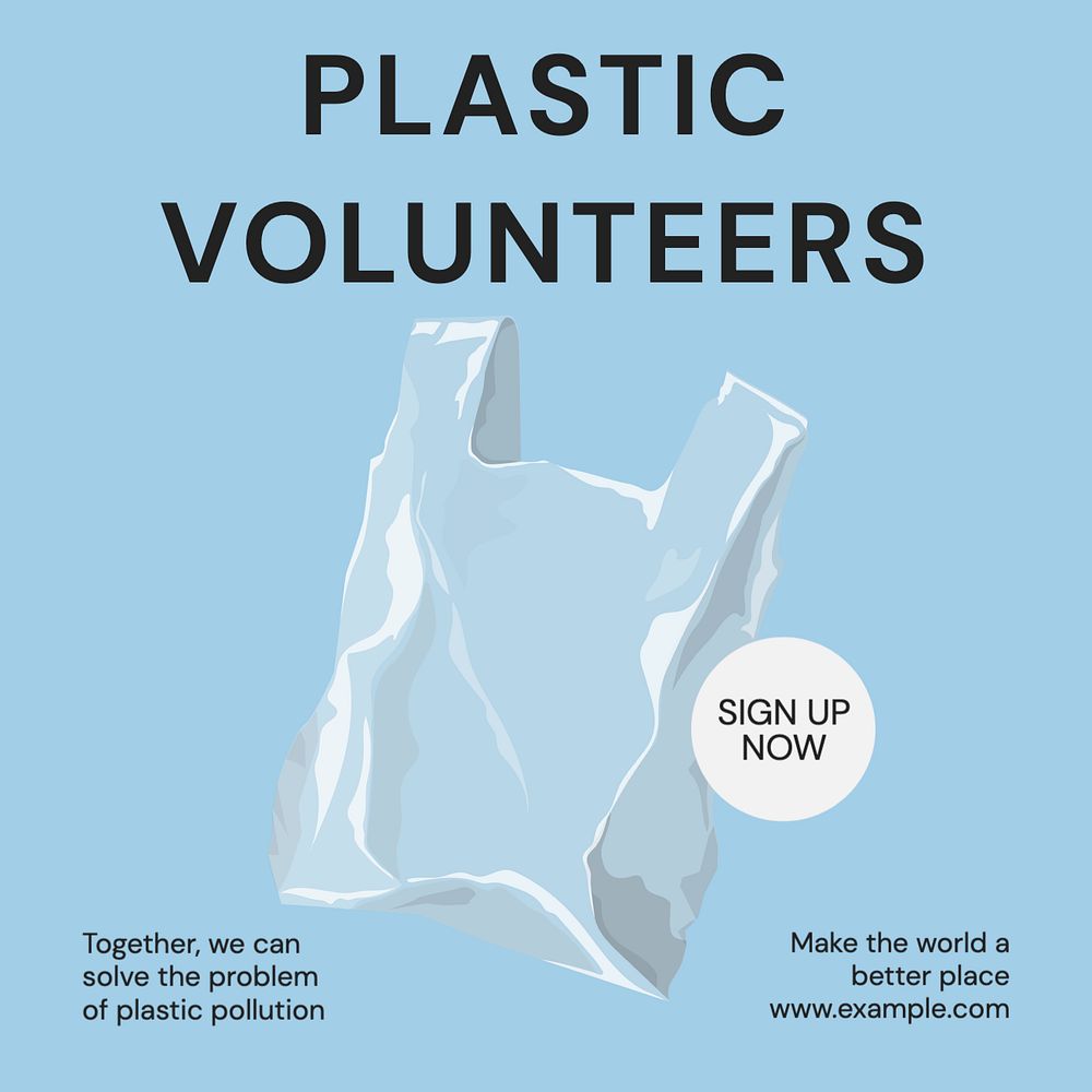 Plastic volunteers Instagram post template, editable text