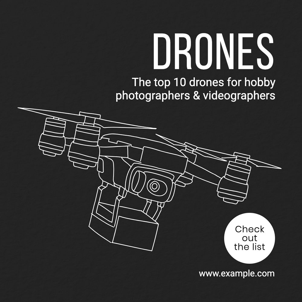 Drone camera Instagram post template, editable text