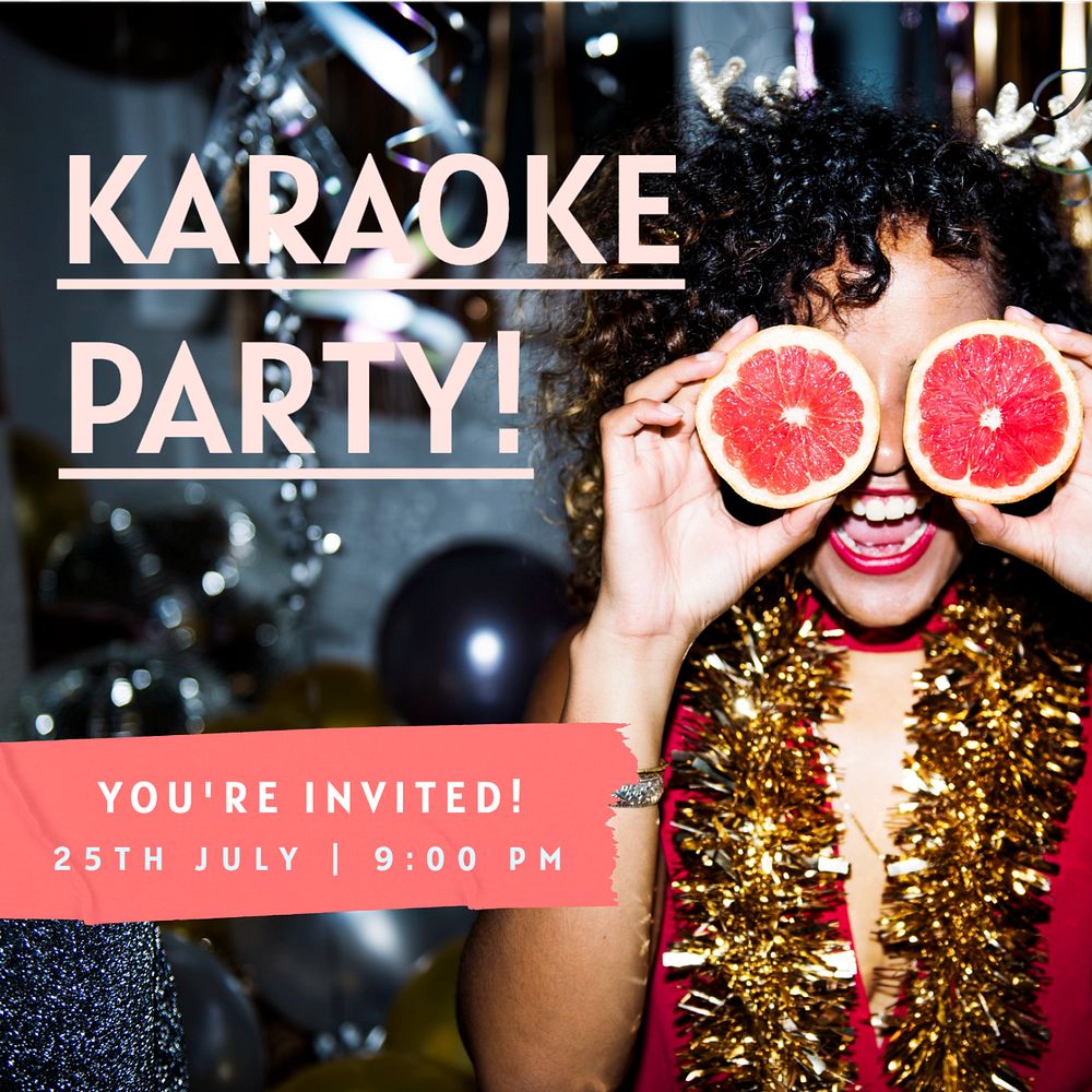 Karaoke party Instagram post template, editable text