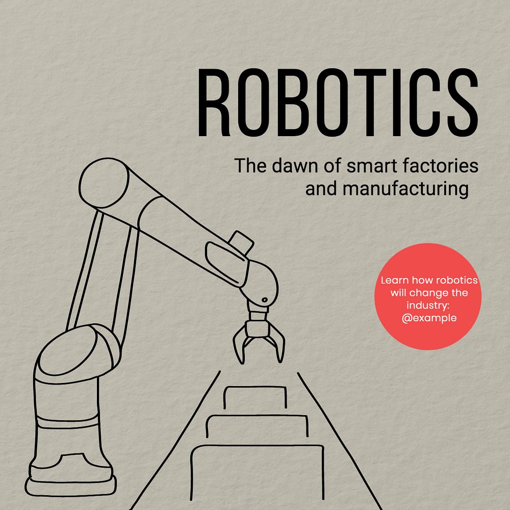 Robotics and manufacturing Instagram post template, editable text