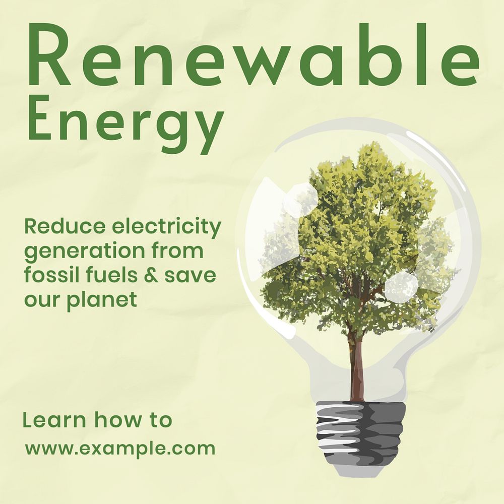 Renewable energy Instagram post template, editable text