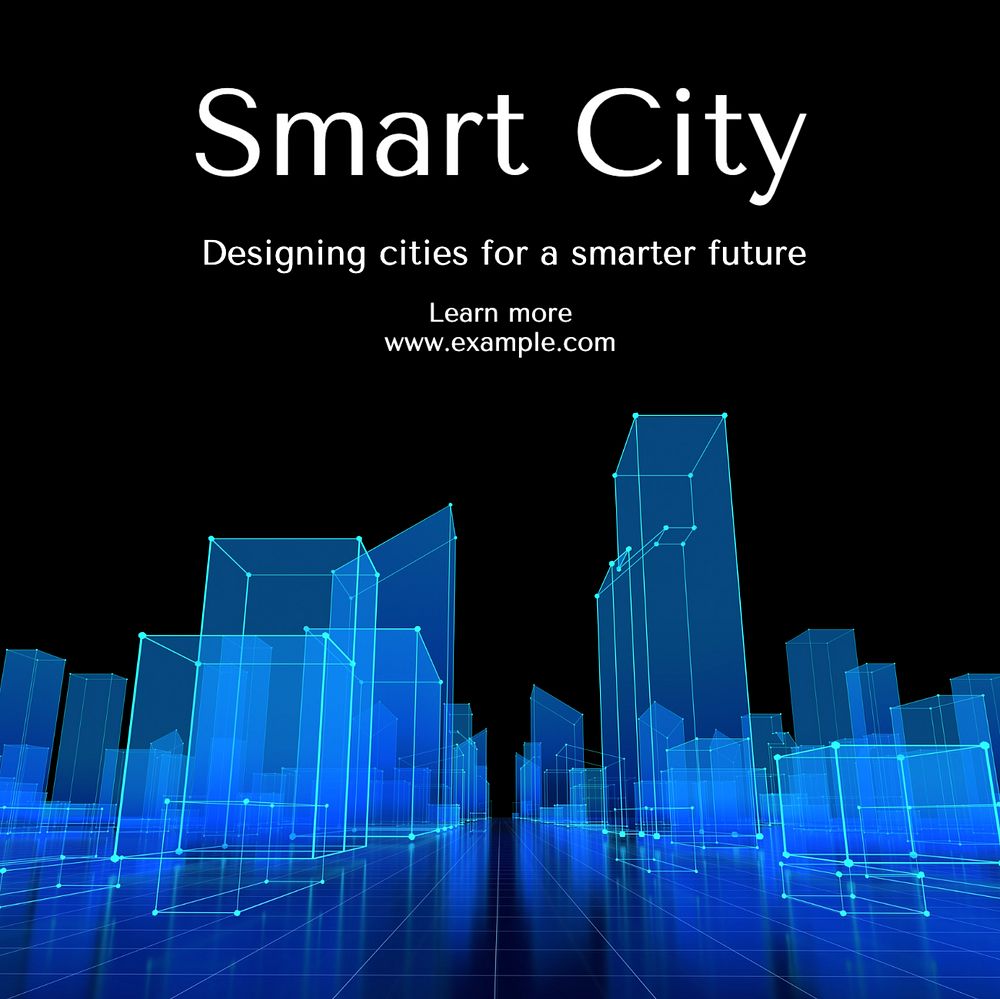 Smart city Instagram post template, editable text