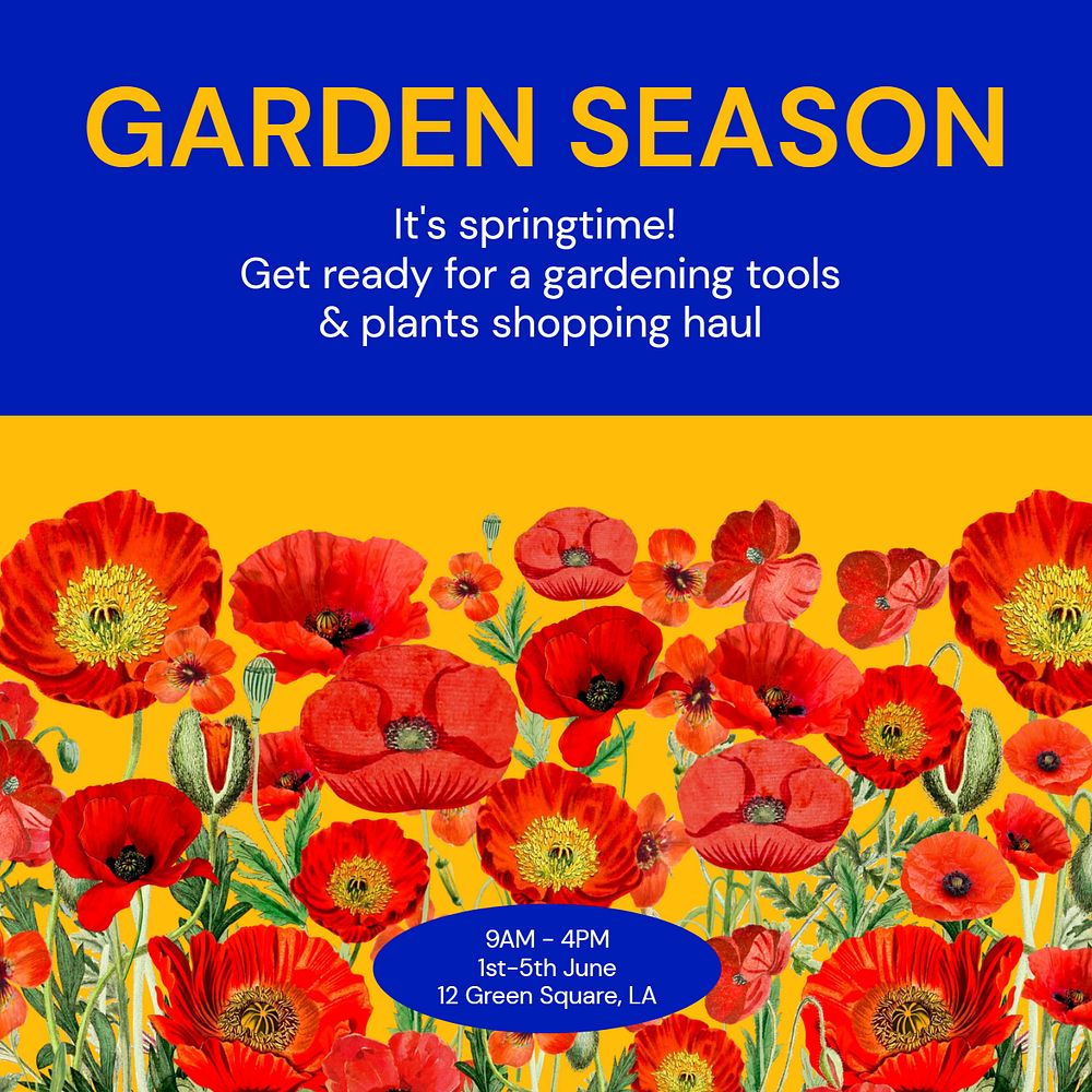 Garden season Instagram post template, editable text