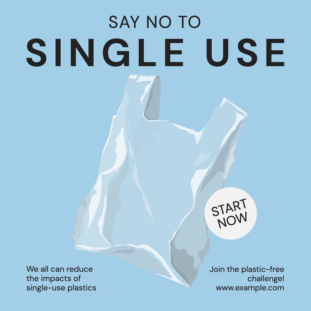 Single use plastic Instagram post template, editable text