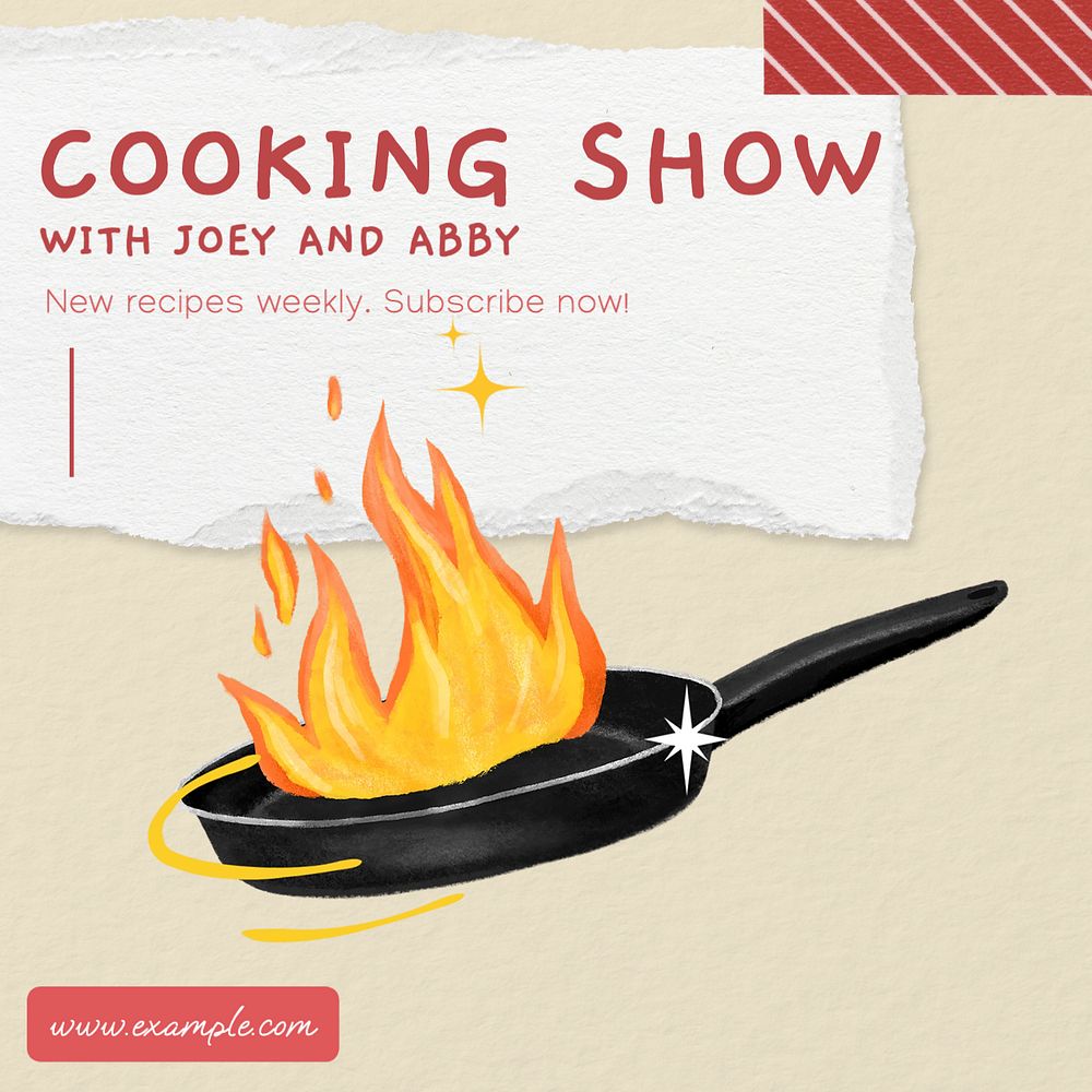 Cooking show Instagram post template, editable text