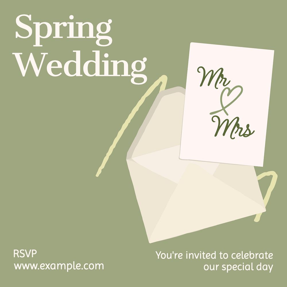 Spring Wedding Instagram post template, editable text