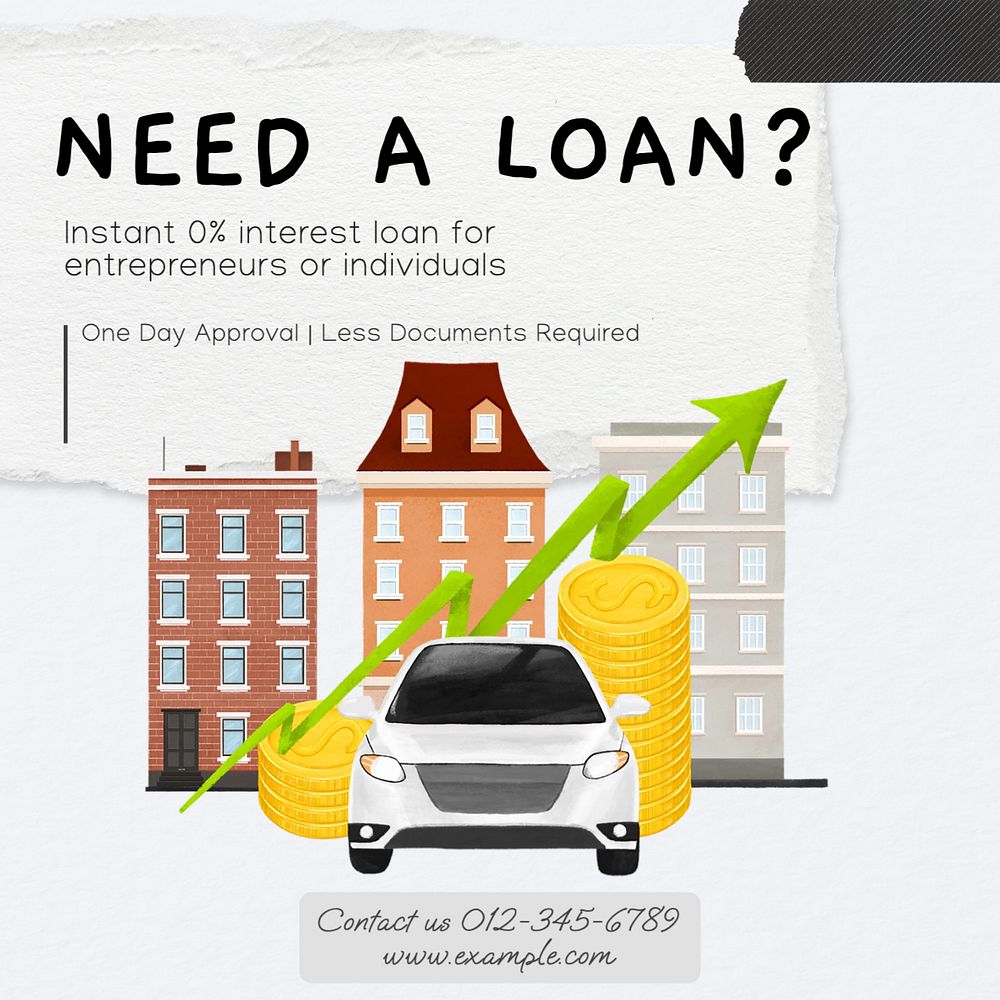 Bank loan Instagram post template, editable text