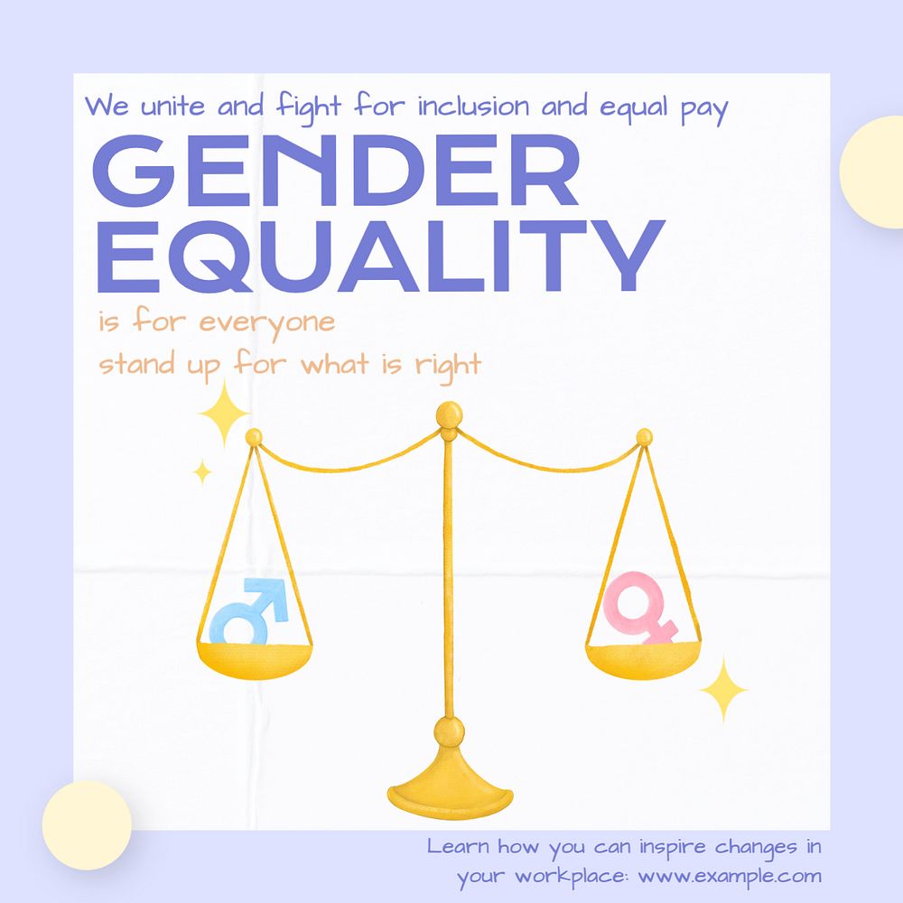 Gender equality Instagram post template, editable text