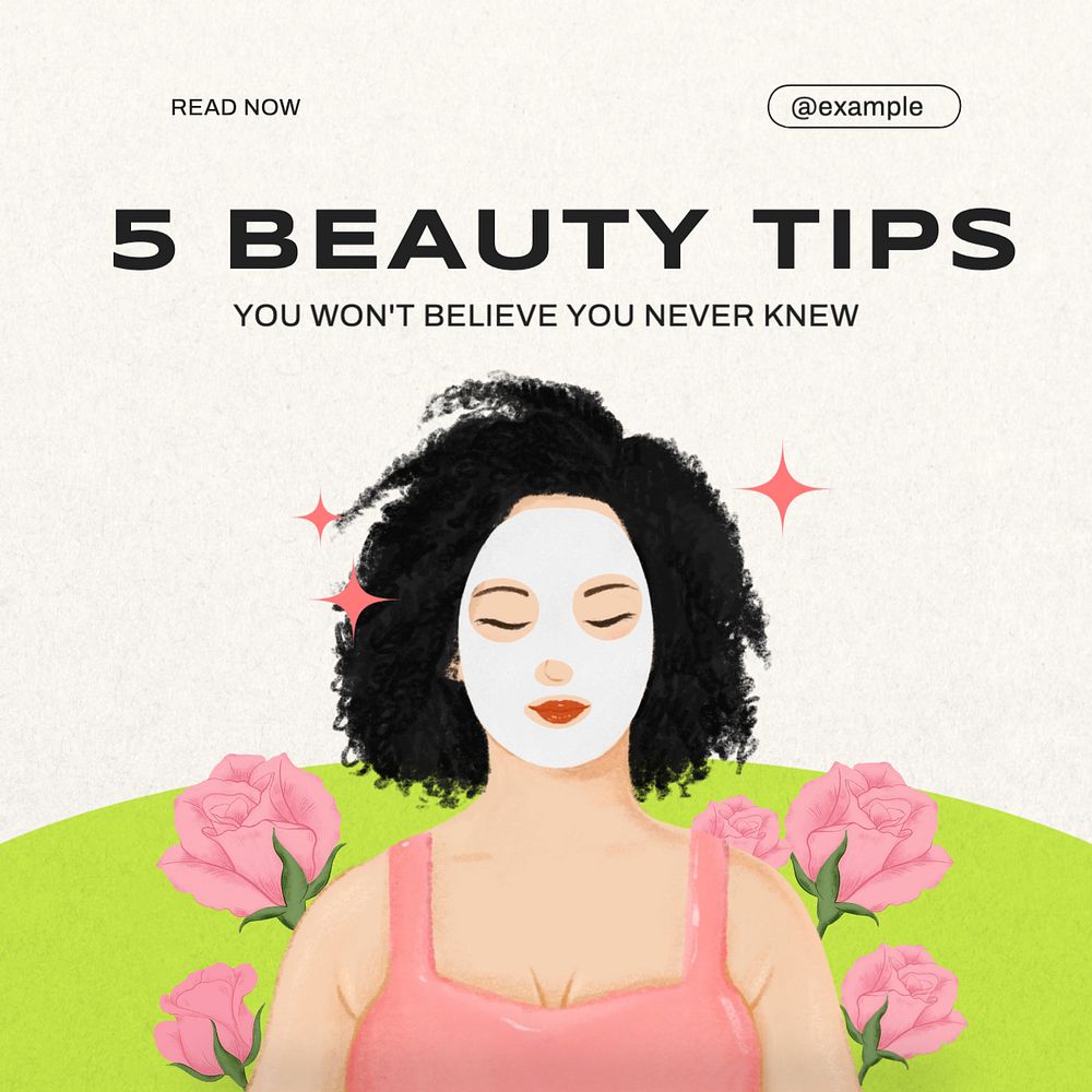 Beauty tips Instagram post template, editable text