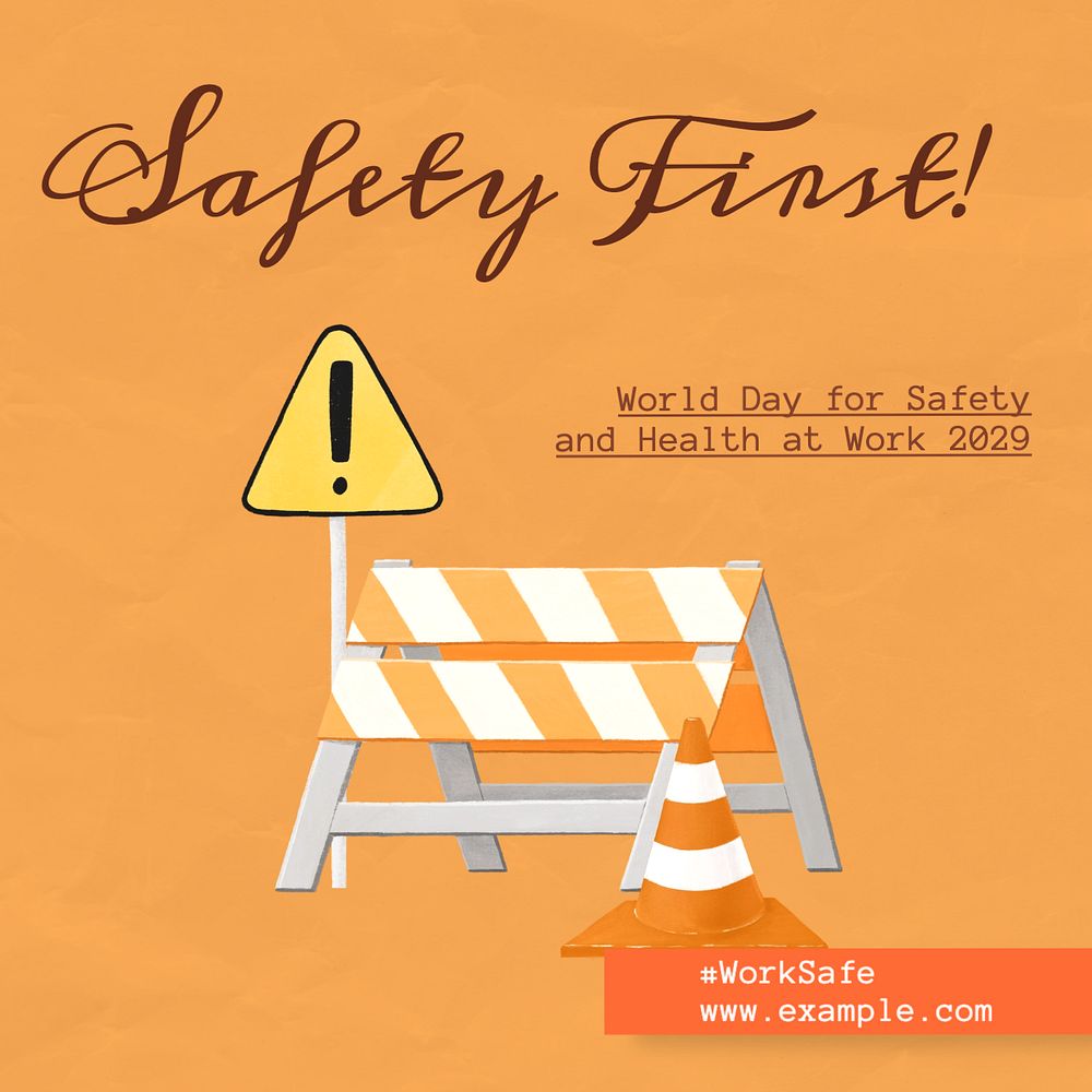 Construction safety first Instagram post template, editable text