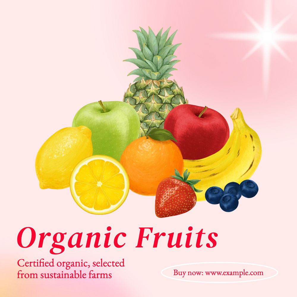 Organic fruits Instagram post template, editable text