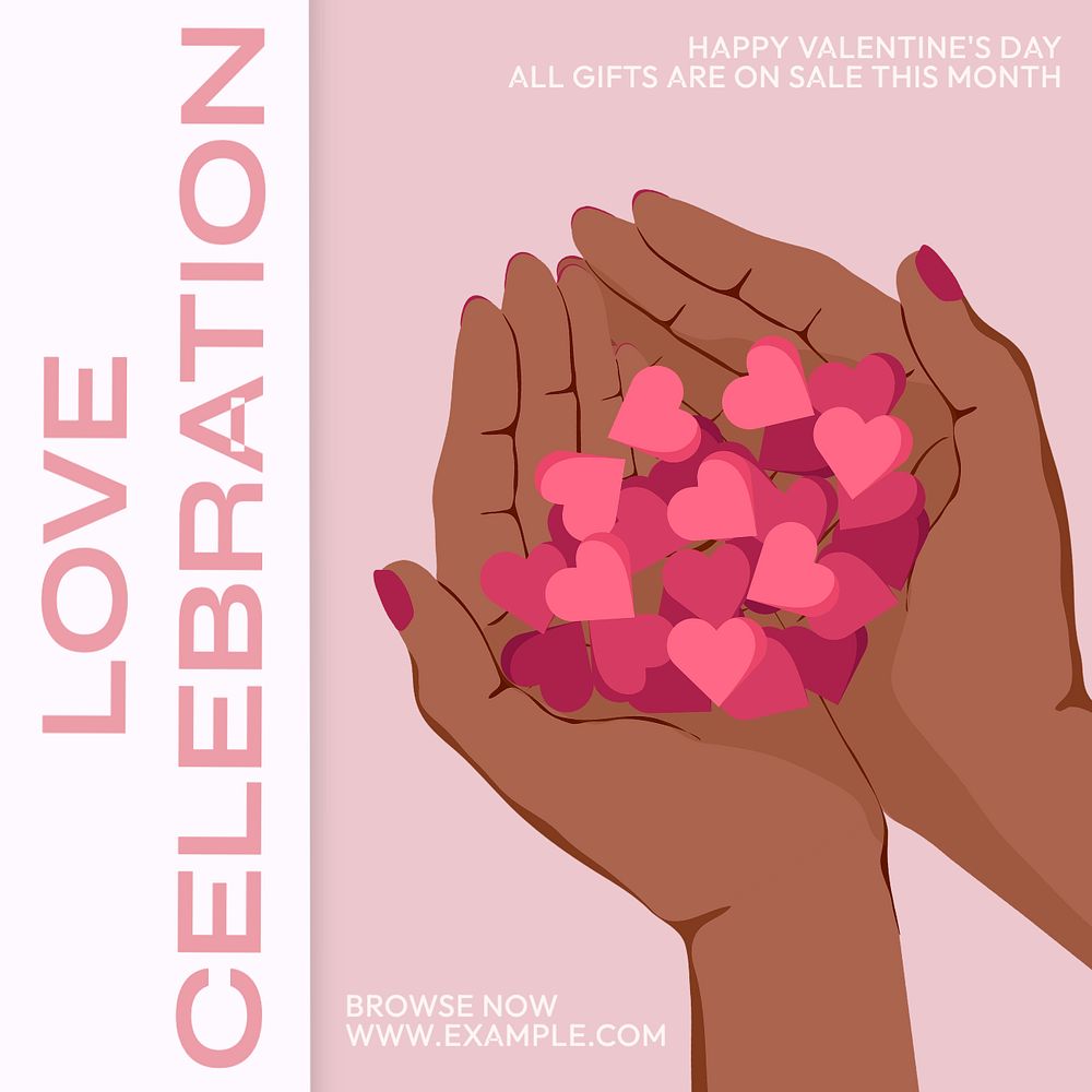 Love celebration Instagram post template, editable text