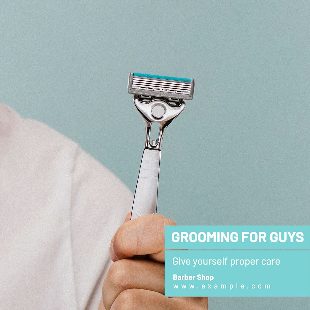 Male grooming Instagram post template, editable text