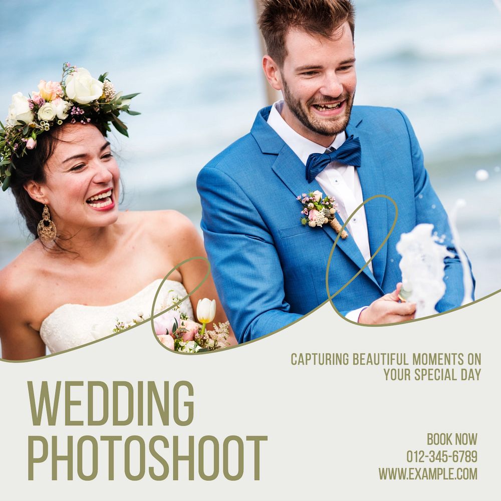 Wedding photos Instagram post template, editable text