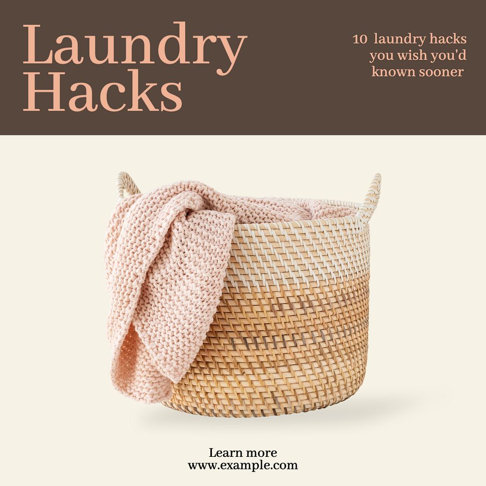 Laundry hacks Instagram post template, editable text