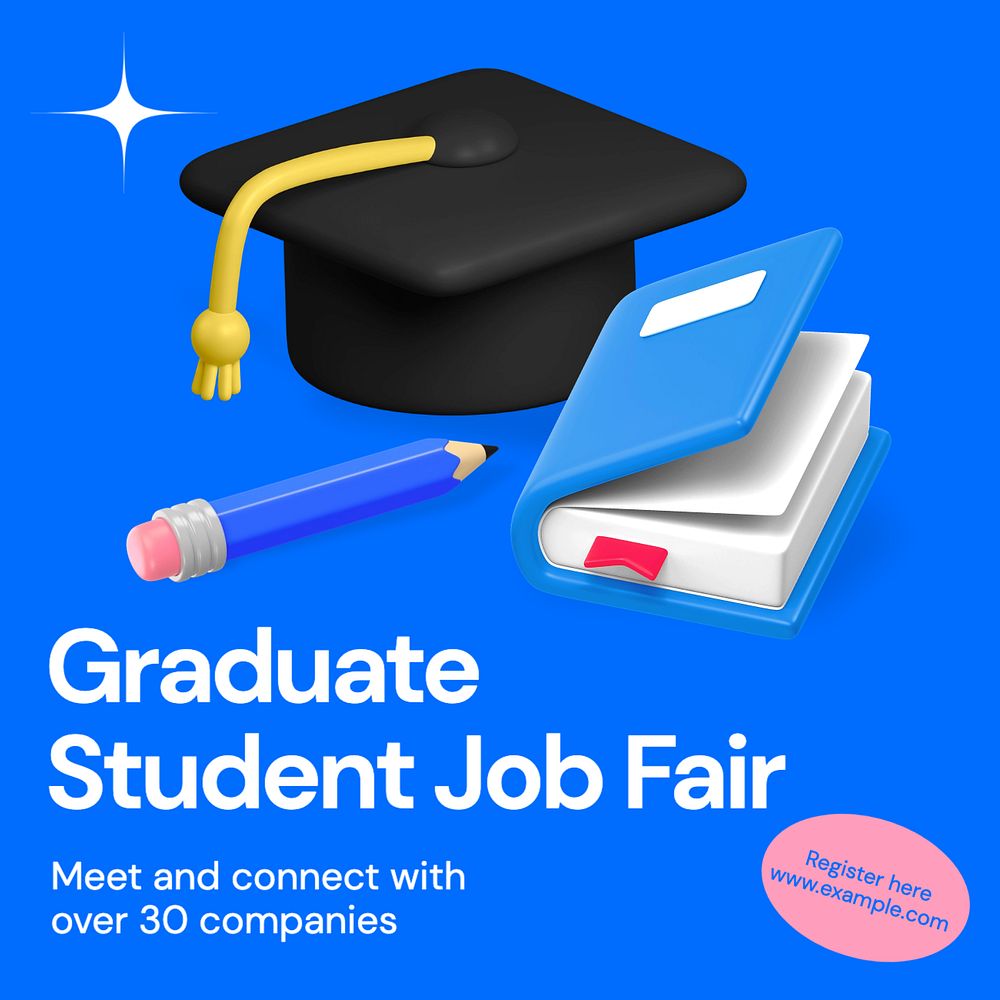 Graduate student job fair Instagram post template, editable text